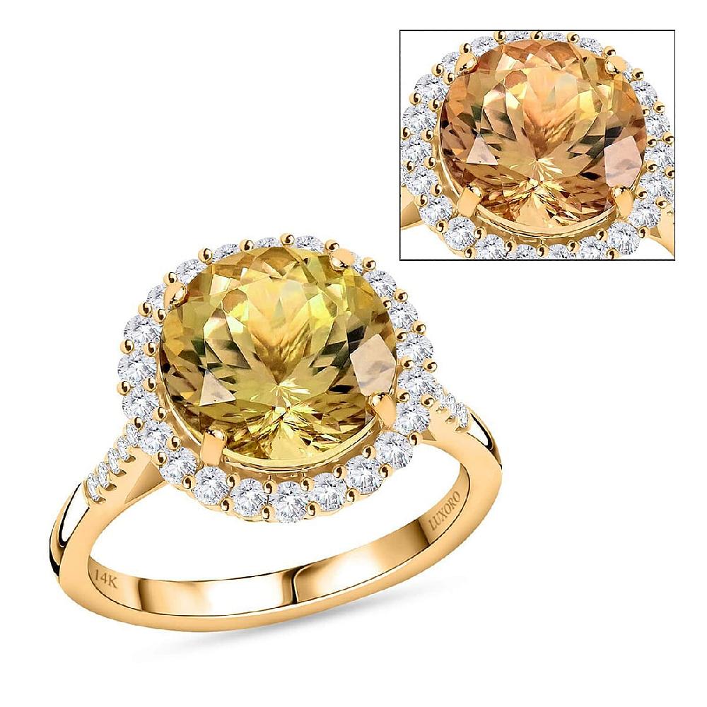 Certified & Appraised AAA Turkizite and I2 Diamond 5.25 ctw Halo Ring in 14K Yellow Gold 4.31 Grams (Del. in 10-15 Days)