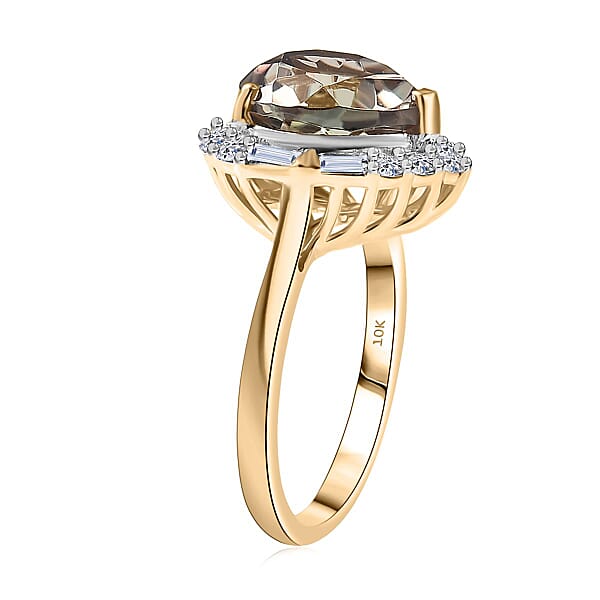 Certified & Appraised AAA Turkizite And Luxuriant Diamond G-H SI 5.66 Ctw Heart Halo Ring In 10K Yellow Gold