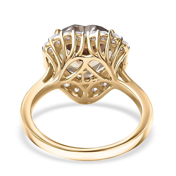 Certified & Appraised AAA Turkizite And Luxuriant Diamond G-H SI 5.66 Ctw Heart Halo Ring In 10K Yellow Gold