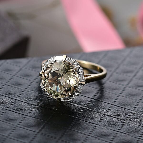 Certified & Appraised AAA Turkizite And Luxuriant Diamond G-H SI 5.57 Ctw Ring In 10K Yellow Gold
