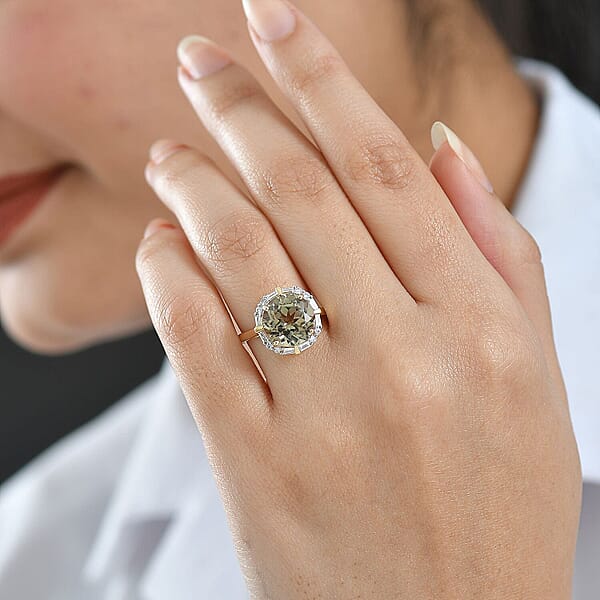 Certified & Appraised AAA Turkizite And Luxuriant Diamond G-H SI 5.57 Ctw Ring In 10K Yellow Gold