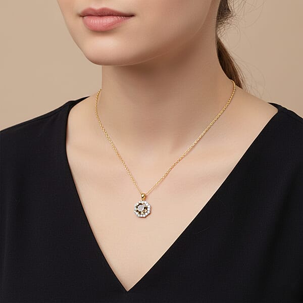 Certified & Appraised AAA Turkizite And Luxuriant Lab Grown Diamond G-H SI 4.50 Ctw Pendant Necklace 20 Inches In 10K Yellow Gold