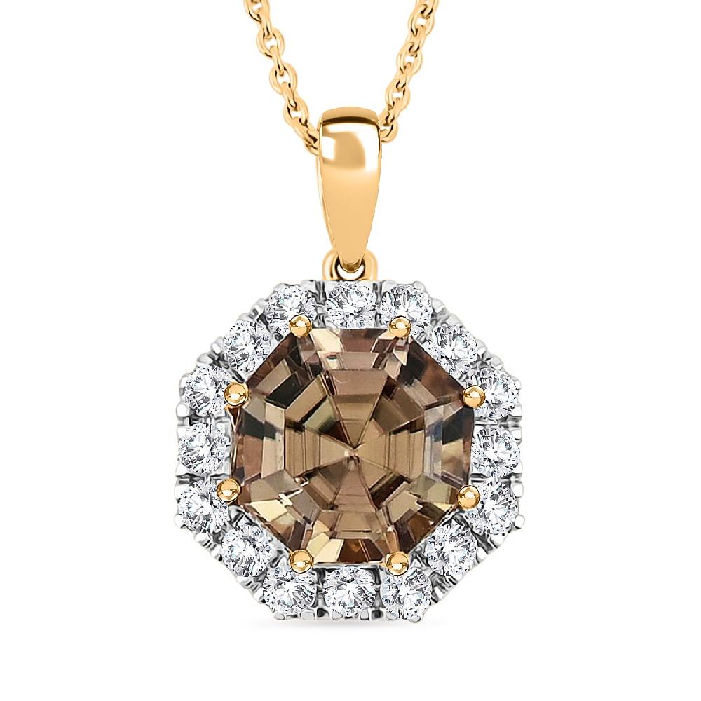 Certified & Appraised AAA Turkizite and Luxuriant Lab Grown Diamond G-H SI 4.50 ctw Pendant Necklace 20 Inches in 10K Yellow Gold