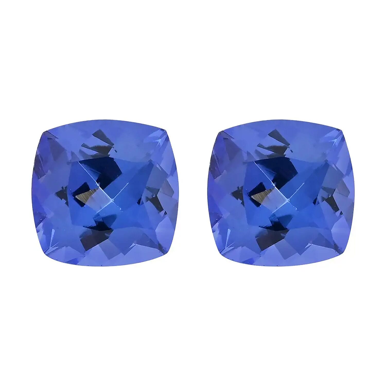 Certified & Appraised AAAA Tanzanite Set of 2 Cushion Shaped Loose Tanzanite 2.00 ctw Set For Earrings Ring Necklace Making Loose Gemstone Set For Jewelry (Cush 6 mm)