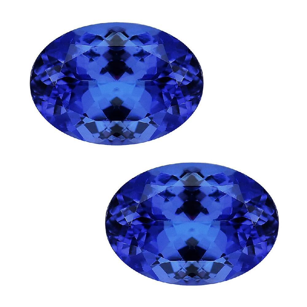 Certified & Appraised AAAA Tanzanite Set of 2 (Ovl 7.5x5.5 mm) 2.00 ctw