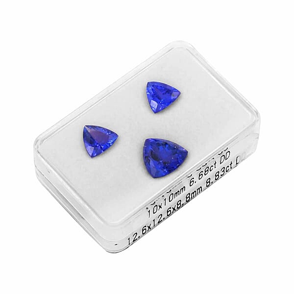 Certified & Appraised AAAA Tanzanite Set Of 3 (Fancy Free Size) 15.51 Ctw