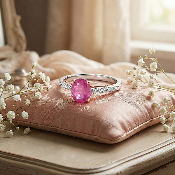 Certified & Appraised Iliana 18K Rose And White Gold AAA Montepuez Ruby And SI Diamond Ring 4.15 Grams 2.35 Ctw