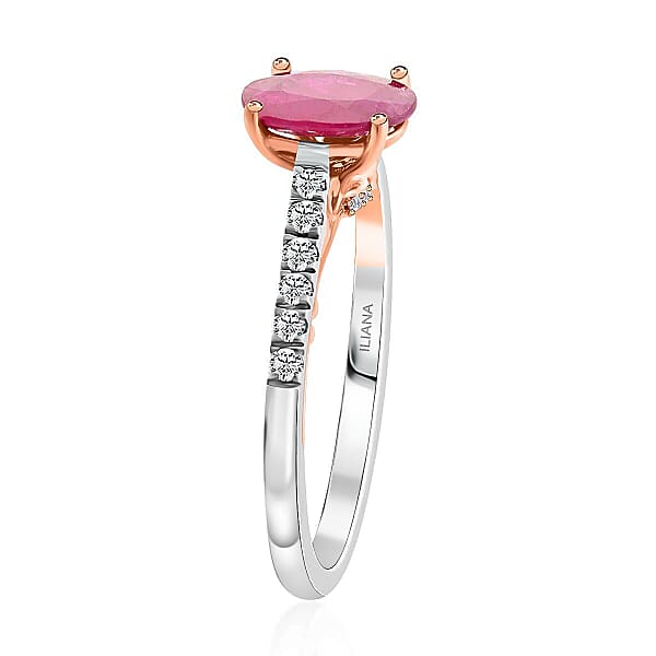 Certified & Appraised Iliana 18K Rose And White Gold AAA Montepuez Ruby And SI Diamond Ring 4.15 Grams 2.35 Ctw
