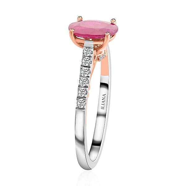 Certified & Appraised Iliana 18K Rose And White Gold AAA Montepuez Ruby And SI Diamond Ring 4.15 Grams 2.35 Ctw
