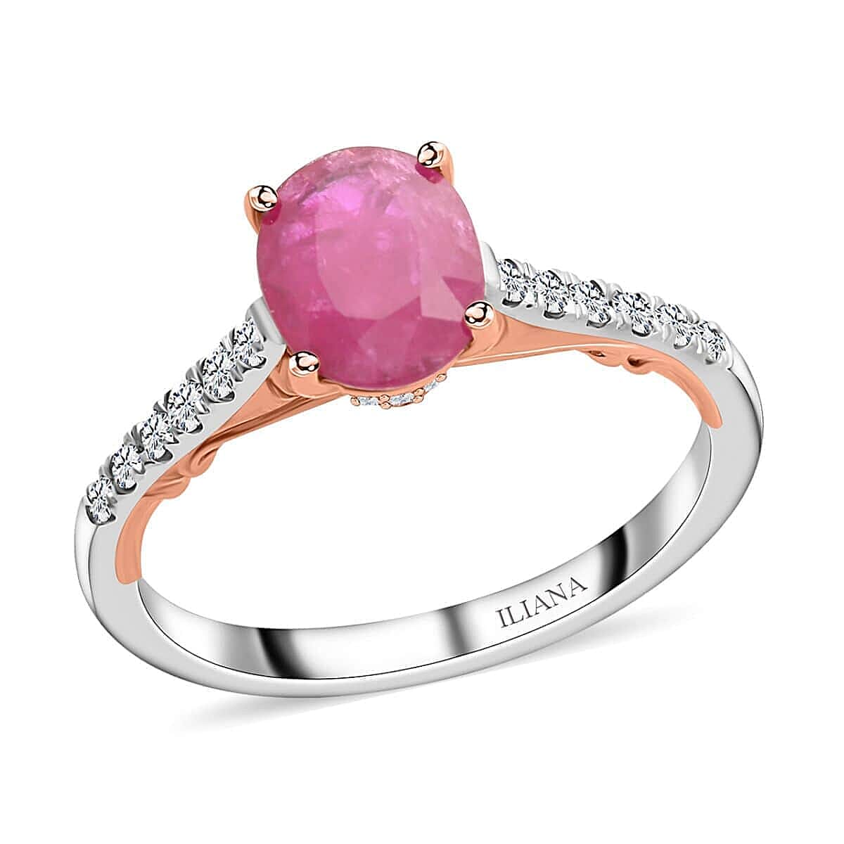 Certified & Appraised Iliana 18K Rose and White Gold AAA Montepuez Ruby and SI Diamond Ring 4.15 Grams 2.35 ctw