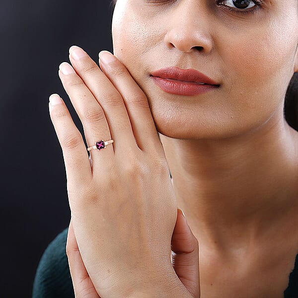 Certified & Appraised Iliana 18K Rose Gold AAA Asscher Cut Ouro Fino Rubellite And G-H I2 Diamond Ring 1.40 Ctw