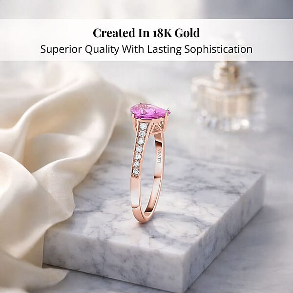 Certified & Appraised Iliana 18K Rose Gold AAA Madagascar Pink Sapphire And SI Diamond Ring 1.30 Ctw