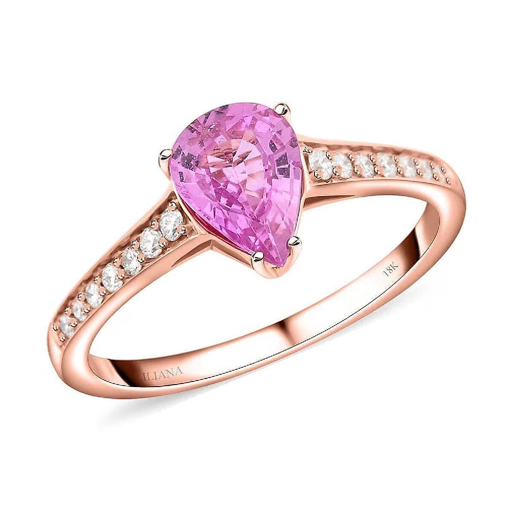 Certified & Appraised Iliana 18K Rose Gold AAA Madagascar Pink Sapphire and SI Diamond Ring 1.30 ctw