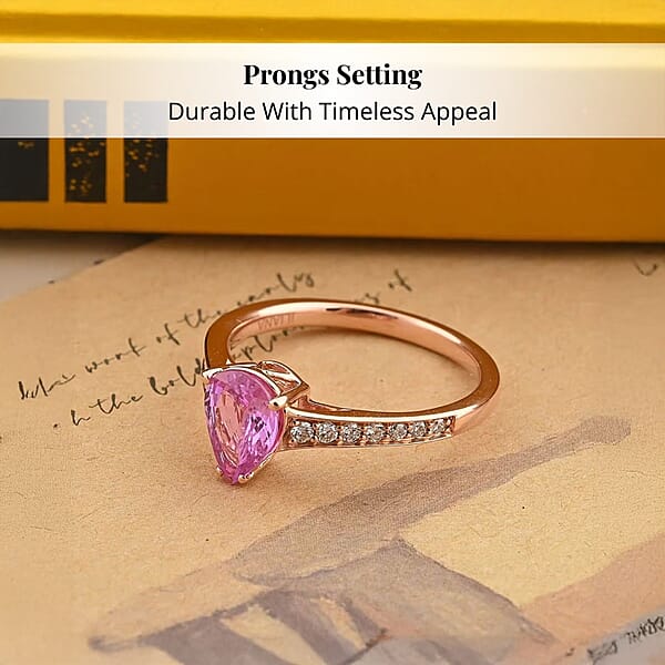 Certified & Appraised Iliana 18K Rose Gold AAA Madagascar Pink Sapphire And SI Diamond Ring 1.30 Ctw