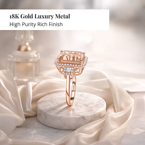 Certified & Appraised Iliana 18K Rose Gold AAA Marropino Morganite And E-F VS Diamond Ring 5.95 Ctw