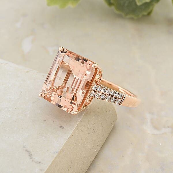 Certified & Appraised Iliana 18K Rose Gold AAA Marropino Morganite And G-H SI Diamond Ring 4.40 Grams 7.20 Ctw