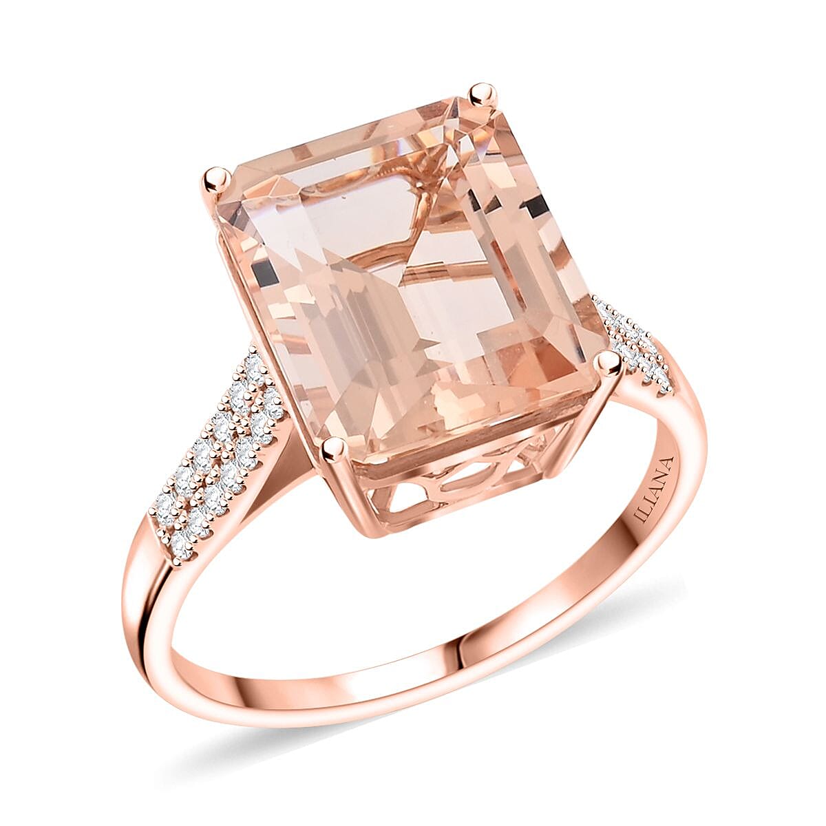 Certified & Appraised Iliana 18K Rose Gold AAA Marropino Morganite and G-H SI Diamond Ring 4.40 Grams 7.20 ctw