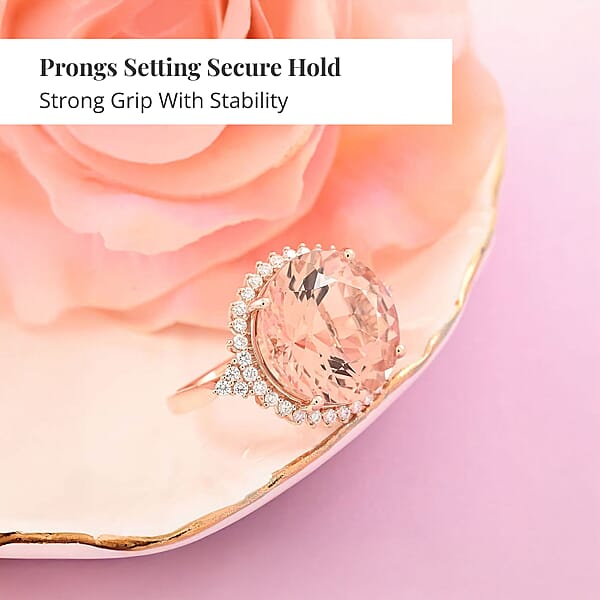 Certified & Appraised Iliana 18K Rose Gold AAA Marropino Morganite Diamond (SI) (0.46 Cts) Ring (6.30 G) 11.35 Ctw