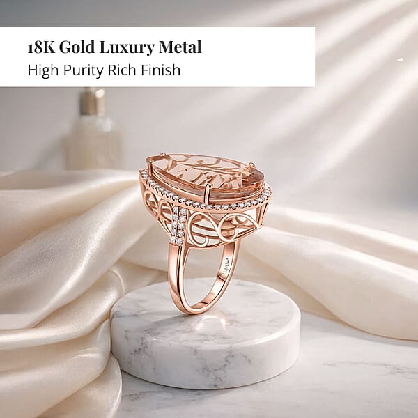 Certified & Appraised Iliana 18K Rose Gold AAA Marropino Morganite And G-H SI Diamond Halo Ring 6.60 Grams 12.70 Ctw