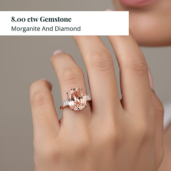 Certified & Appraised Iliana 18K Rose Gold AAA Marropino Morganite And G-H I1 Diamond Ring 8.00 Ctw