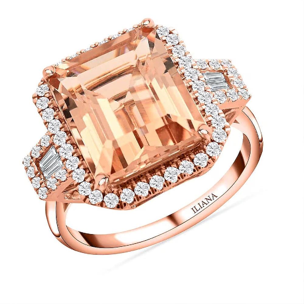 Certified & Appraised Iliana 18K Rose Gold AAA Marropino Morganite and E-F VS Diamond Ring 5.95 ctw