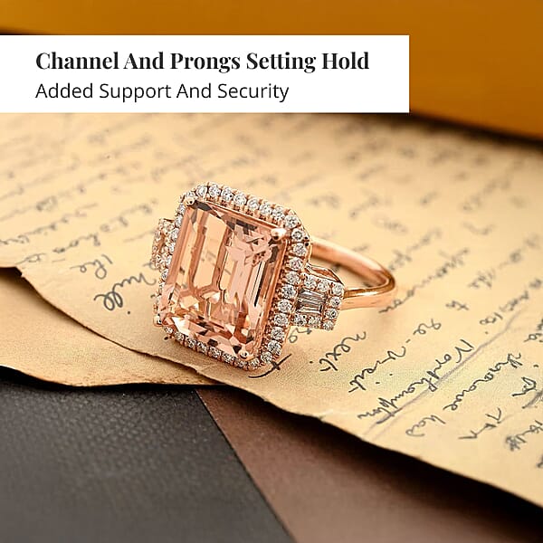 Certified & Appraised Iliana 18K Rose Gold AAA Marropino Morganite And E-F VS Diamond Ring 5.95 Ctw