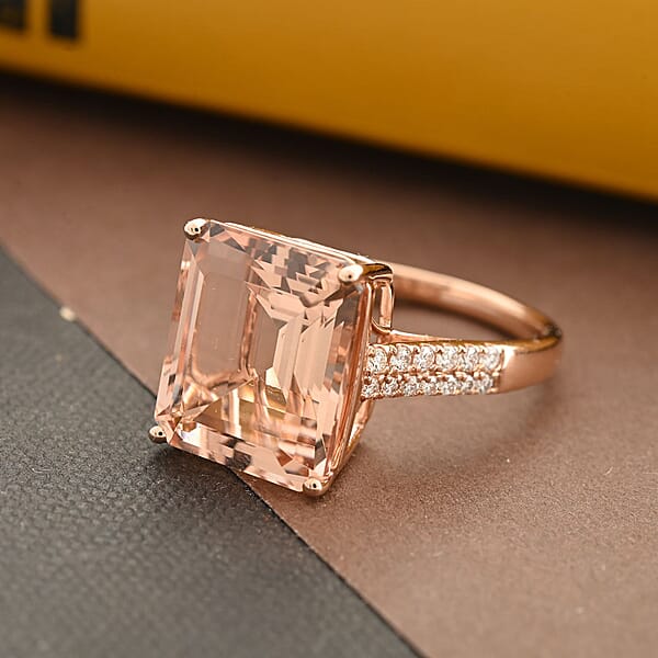 Certified & Appraised Iliana 18K Rose Gold AAA Marropino Morganite And G-H SI Diamond Ring 4.40 Grams 7.20 Ctw