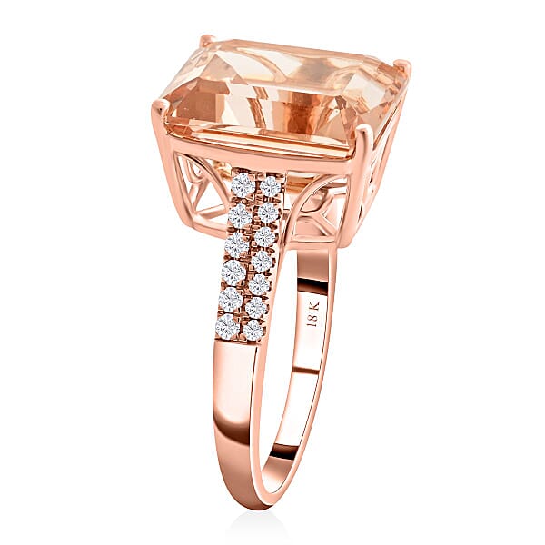 Certified & Appraised Iliana 18K Rose Gold AAA Marropino Morganite And G-H SI Diamond Ring 4.40 Grams 7.20 Ctw