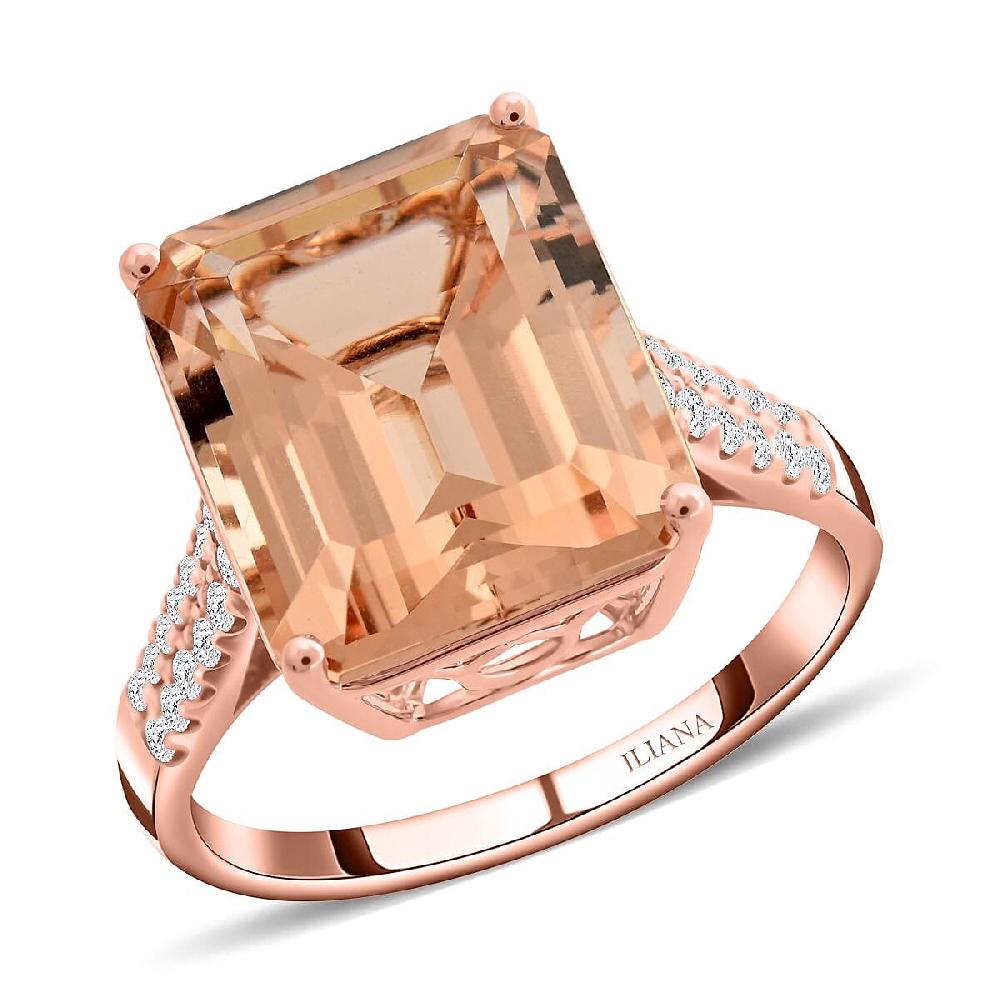 Certified & Appraised Iliana 18K Rose Gold AAA Marropino Morganite and G-H SI Diamond Ring 4.40 Grams 7.20 ctw