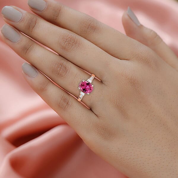 Certified & Appraised Iliana 18K Rose Gold AAA Ouro Fino Rubellite And G-H I2 Diamond Ring 2.25 Ctw