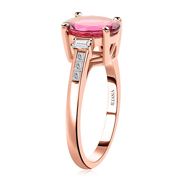 Certified & Appraised Iliana 18K Rose Gold AAA Ouro Fino Rubellite And G-H I2 Diamond Ring 2.25 Ctw
