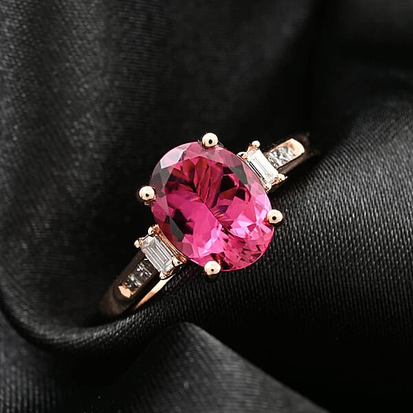 Certified & Appraised Iliana 18K Rose Gold AAA Ouro Fino Rubellite And G-H I2 Diamond Ring 2.25 Ctw