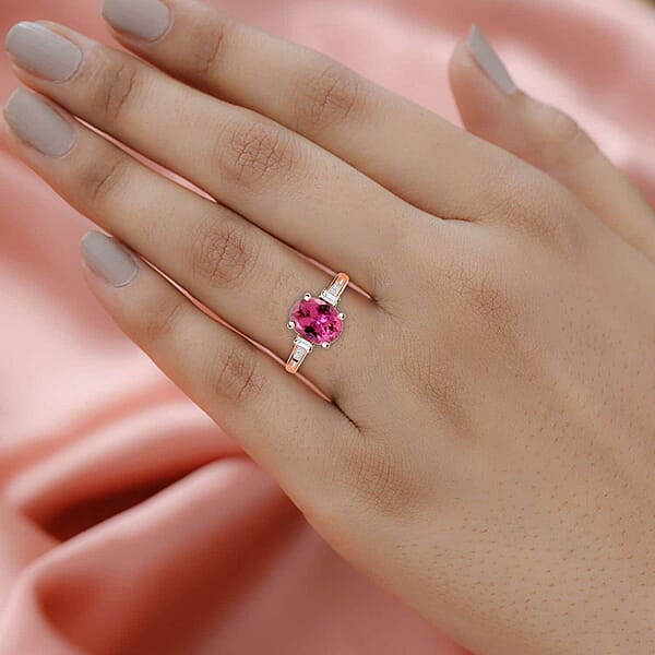 Certified & Appraised Iliana 18K Rose Gold AAA Ouro Fino Rubellite And G-H I2 Diamond Ring 2.25 Ctw
