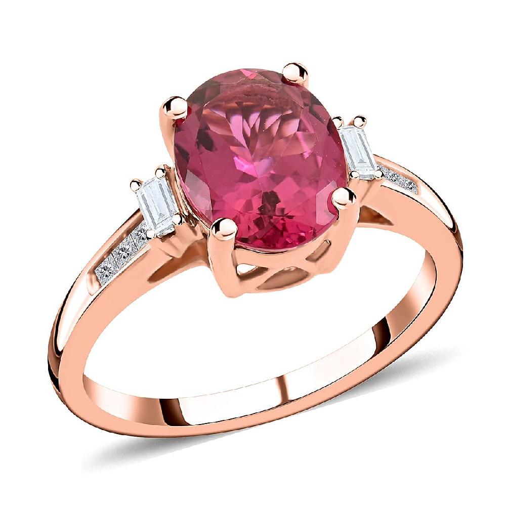 Certified & Appraised Iliana 18K Rose Gold AAA Ouro Fino Rubellite and G-H I2 Diamond Ring 2.25 ctw