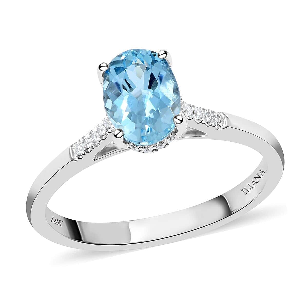 Certified & Appraised Iliana 18K White Gold AAA Santa Maria Aquamarine and G-H SI Diamond Ring 1.35 ctw