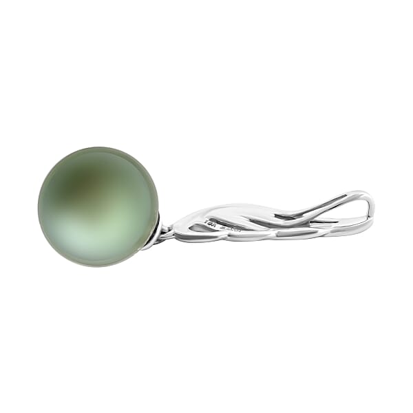 Certified & Appraised Iliana 18K White Gold AAA Tahitian Pearl 9.5-10mm Solitaire Pendant Without Chain