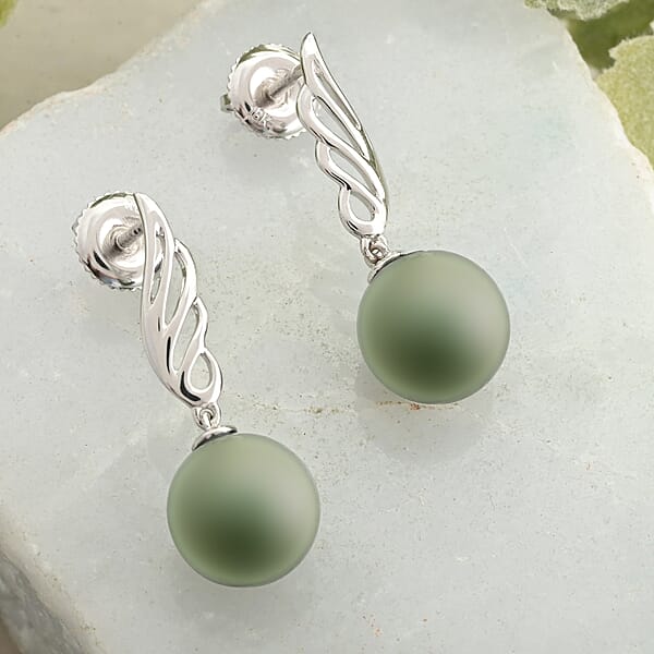 Certified & Appraised Iliana 18K White Gold AAA Tahitian Pearl 8.5-9mm Earrings