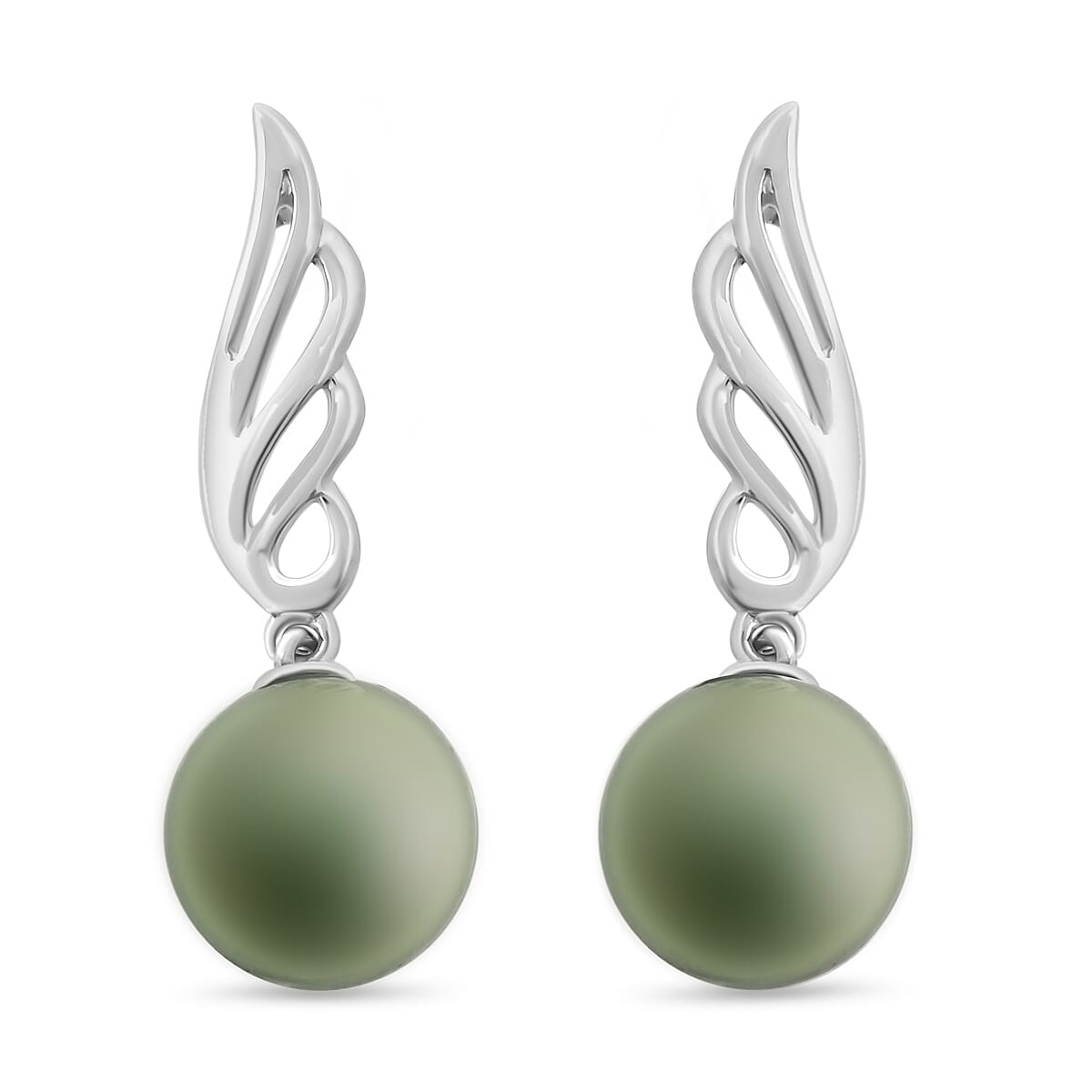 Certified & Appraised Iliana 18K White Gold AAA Tahitian Pearl 8.5-9mm Earrings