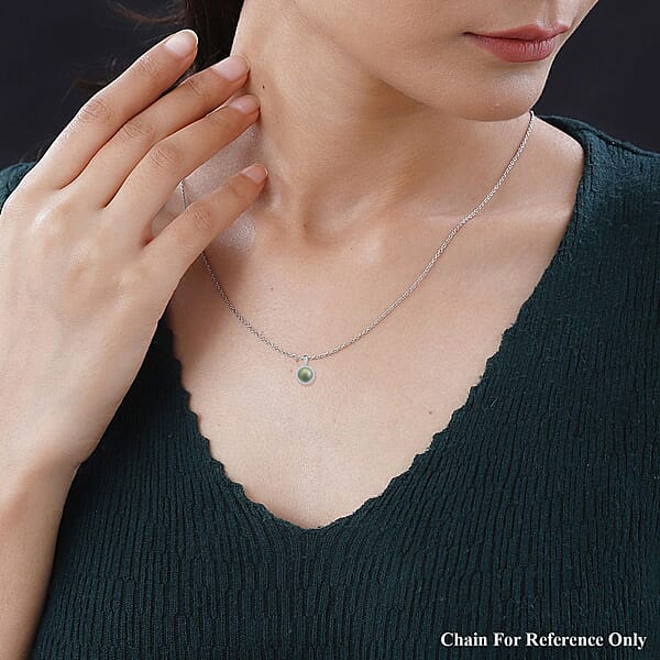 Certified & Appraised Iliana 18K White Gold AAA Tahitian Pearl 9.5-10mm And SI Diamond Pendant Without Chain 0.31 Ctw