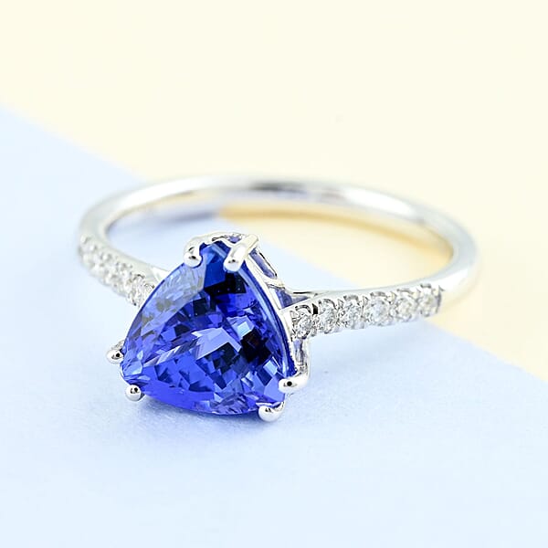 Certified & Appraised Iliana 18K White Gold AAA Tanzanite Ring Diamond Ring Diamond Gold Ring Wedding Rings 2.05 Ctw (Del. In 10-15 Days)