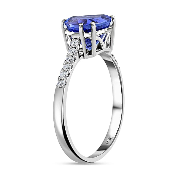 Certified & Appraised Iliana 18K White Gold AAA Tanzanite Ring Diamond Ring Diamond Gold Ring Wedding Rings 2.05 Ctw (Del. In 10-15 Days)