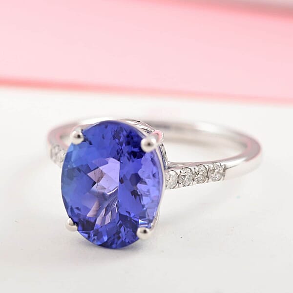 Certified & Appraised Iliana 18K White Gold AAA Tanzanite And G-H SI Diamond Ring 3.50 Ctw