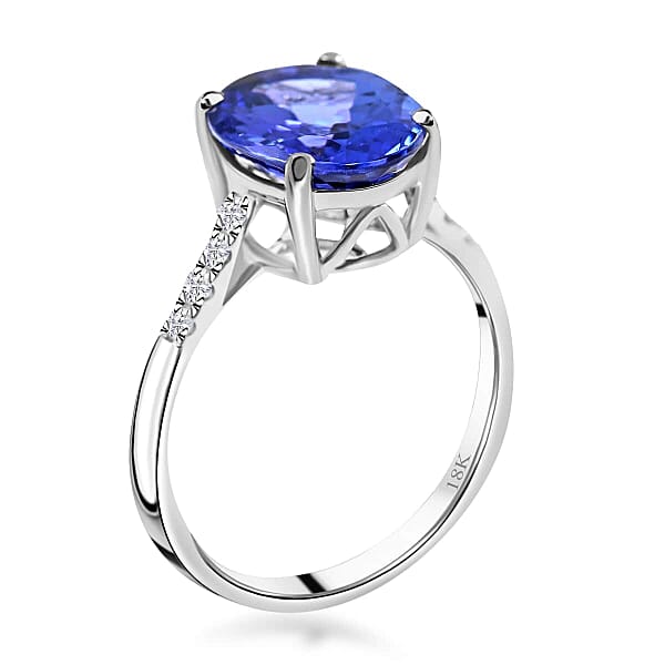 Certified & Appraised Iliana 18K White Gold AAA Tanzanite And G-H SI Diamond Ring 3.50 Ctw