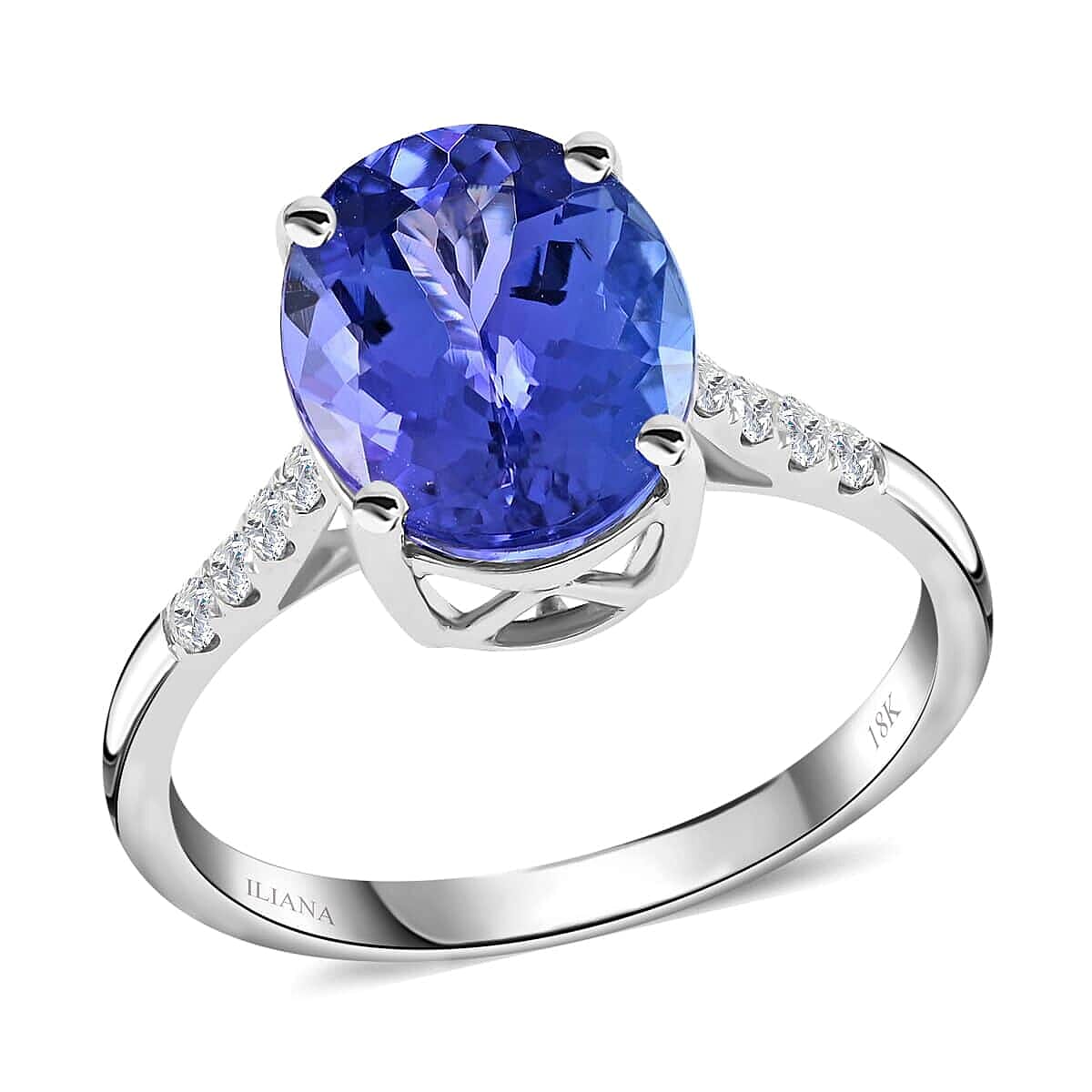 Certified & Appraised Iliana 18K White Gold AAA Tanzanite and G-H SI Diamond Ring 3.50 ctw