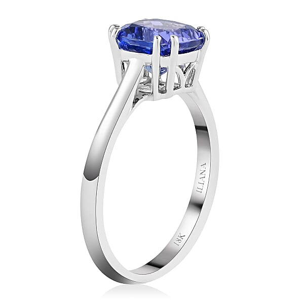 Certified & Appraised Iliana 18K White Gold AAA Tanzanite Solitaire Ring 3 Grams 1.90 Ctw (Del. In 10-15 Days)