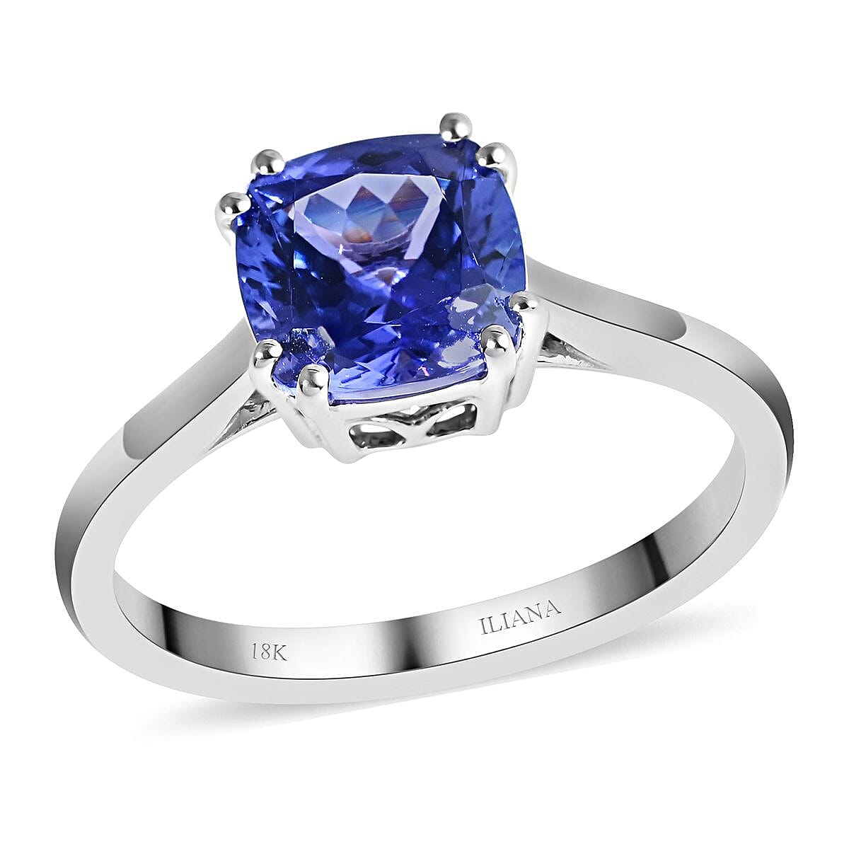 Certified & Appraised Iliana 18K White Gold AAA Tanzanite Solitaire Ring 3 Grams 1.90 ctw (Del. in 10-15 Days)