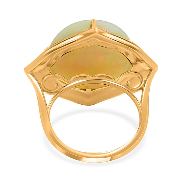 Certified & Appraised Iliana 18K Yellow Gold AAA Ethiopian Welo Opal And G-H SI White Diamond Ring 6 Grams 12.30 Ctw