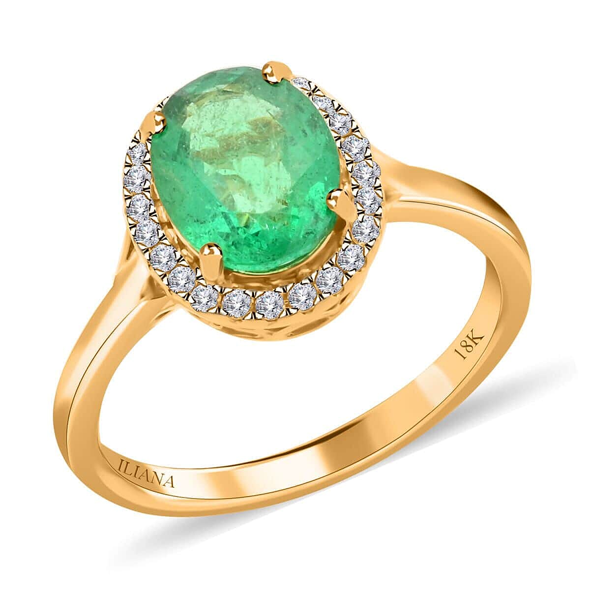 Certified & Appraised Iliana 18K Yellow Gold AAA Kagem Zambian Emerald and G-H SI Diamond Ring 2.00 ctw