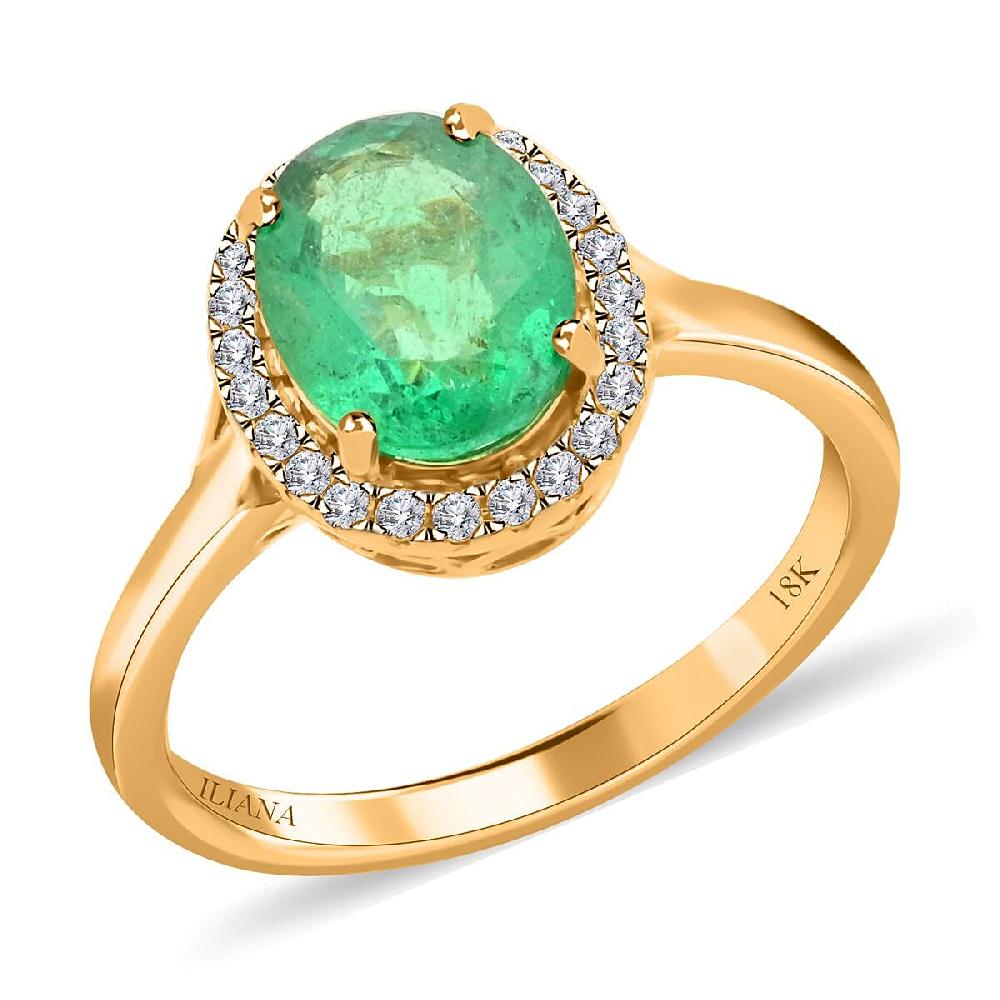 Certified & Appraised Iliana 18K Yellow Gold AAA Kagem Zambian Emerald and G-H SI Diamond Ring 2.00 ctw