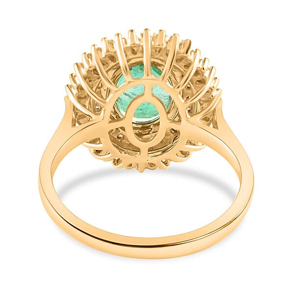 Certified & Appraised Iliana 18K Yellow Gold AAA Kagem Zambian Emerald And G-H SI Diamond Double Halo Ring 6 Grams 2.55 Ctw